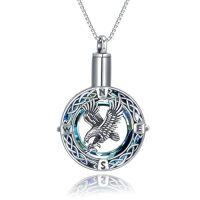 wholesale TOUPOP Urn Necklace For Ashes Sterling Silver Eagle Dragon Phoenix Bear Cremation Jewelry With Blue Circle Crystal Keepsakes Memorial Mothers Day Jewelry Gifts For Women Men -style_name:Celtic-Eagle