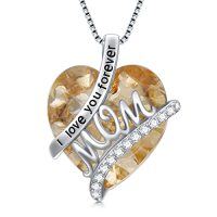 wholesale Mothers Day Gifts For Mom S925 Sterling Silver I Love You Forever Love Hear Mon Pendant Necklace With 12 Birthstone Jewelry Birthday Christmas Gifts For Women Grandma Mom Nana From Duaghter Son -color_name:11-Nov