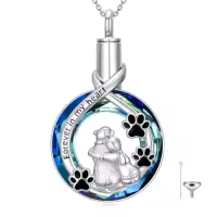 TOUPOP Sterling Silver Crystal Urn Necklace For Ashes Dog Hummingbird Cardinal-style_name:Dog