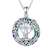 TOUPOP Sterling Silver Blue Crystal Celtic Tree Of Life Necklace Pendant-style_name:Infinity Cross