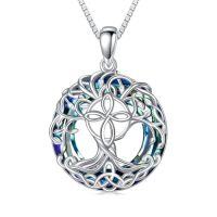 wholesale TOUPOP Tree Of Life Necklace 925 Sterling Silver Celtic Knot Tree Pendant Blue Crystal Jewelry Christmas Gifts For Women Men -style_name:Infinity Cross
