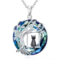 TOUPOP Sterling Silver Blue Crystal Celtic Mountain Moon Pendant Necklace-style_name:Tree of Life-1 Cat