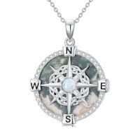 wholesale TOUPOP Christmas Gifts For Wife Compass Necklace Sterling Silver Compass Urn Necklace Cremation Jewelry For Women Wife Girlfriend Mother Sister -style_name:G02-Moss Agate