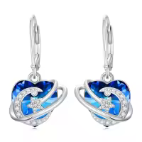 TOUPOP Sterling Silver Crystal Heart Earrings Gift for Women Mother Christmas-style_name:2-Star