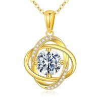 TOUPOP 14K Gold & Stone Love Knot Pendant Necklace-style_name:Love Knot Style C