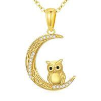 TOUPOP 14K Gold & Stone Animal Necklaces for Women-style_name:Owl Necklace
