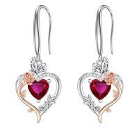 wholesale TOUPOP Rose Heart Birthstone Earrings 925 Sterling Silver Butterfly Earrings Love Jewelry Anniversary Birthday Christmas Gifts For Women Wife Her -color_name:01-January-Garnet