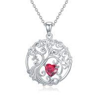 wholesale TOUPOP Tree Of Life Necklace 925 Sterling Silver Birthstone Pendant Jewelry Gifts For Women Her Wife Birthday -style_name:07-Jul-Ruby