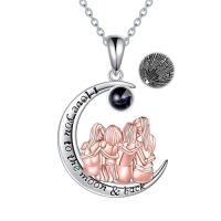 wholesale TOUPOP Sister Christmas Gifts From Sister/brother Sisters Necklace For 2/3/ 4 Sterling Silver Sisters Fashion Jewelry For Women Friend Female Friendship Lasts Forever -style_name:4 Sisters -Moon