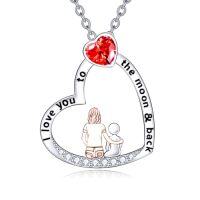 wholesale TOUPOP Christmas Gifts For Mom Mother And Daughter/son Necklace Sterling Silver Crystal Family Jewelry I Love You To The Moon And Back Mom Gifts For Women -style_name:Mom and One Daughter or Son