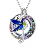 TOUPOP Sterling Silver Crystal Music Note Tree Pendant Necklace-style_name:Music Note