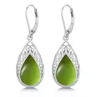 TOUPOP Sterling Silver Gemstone Teardrop Dangle Earrings Fine Jewelry Gifts-color_name:Peridot