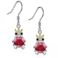 TOUPOP Sterling Silver & July Birthstone Frog Earrings-color_name:07-July - Ruby