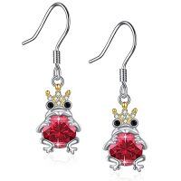 wholesale TOUPOP Frogs Gifts Frog Earring S925 Sterling Silver Frog Earrings Frog Jewelry Birthday Gifts For Daughter Granddaughter, July Birthstone Earrings -color_name:07-July - Ruby