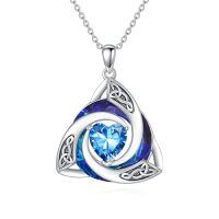 wholesale TOUPOP Celtic Birthstone Necklace For Women 925 Sterling Silver Trinity Knot Crystal Pendant Irish Jewelry Anniversary Birthday Gifts For Her Wife Girlfriend Mom Daughter -color_name:12-Dec. - Blue Topaz