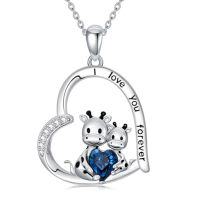 wholesale TOUPOP Sloth/giraffe/panda/koala/highland Cow Necklace For Women Sterling Silver Crystal Mother Daughter Necklace Jewelry Gifts -style_name:Giraffe