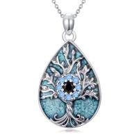 wholesale TOUPOP Christmas Gifts Tree Of Life Nekclace 925 Sterling Silver Turquoise Mustard Seed Necklace For Women Xmas Birthday Gift For Her -style_name:Evil Eye