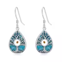 TOUPOP Sterling Silver Turquoise Mustard Seed Earrings-style_name:Teardrop Mustard Seed