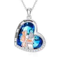 TOUPOP Sterling Silver & Stone Mother Daughter Jewelry Gifts-style_name:K-Mom-Crystal