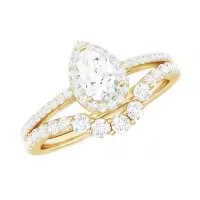TOUPOP 10k 14k 18k Gold Moissanite Pear Wedding Ring Set-style_name:B Moissanite Ring
