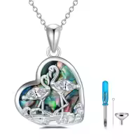 TOUPOP Sterling Silver Abalone Shell Urn Necklace For Ashes Memorial Jewelry-style_name:22-Flamingo