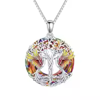 TOUPOP 925 Sterling Silver Crystal Phoenix Necklace Christmas Birthday Gifts For Women-style_name:Two Phoenixes-Volcano Crystal
