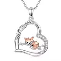 TOUPOP Sterling Silver Stone Animal Pendant Necklace for Women-style_name:Fox