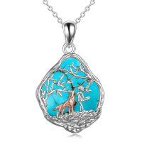 wholesale TOUPOP Wolf Horse Necklace Sterling Silver Animal Wolves/horse Jewelry Gifts For Women Mom Birthday -style_name:Style 7 Turquoise Wolf
