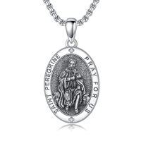 wholesale TOUPOP Christmas Gifts For Men 925 Sterling Silver Saint Amulet Necklace For Men Women Protection Medal Pendant Religious Necklace Catholic Jewelry Birthday Gifts For Father Son Husband Grandfather Police -style_name:K01-St Peregrine