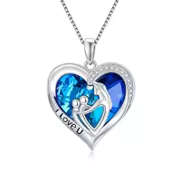 TOUPOP Sterling Silver Crystal Mother of 1-3 Kids Necklace-style_name:5-Mother of 2