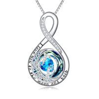 wholesale TOUPOP Birthstone Necklace For Women 925 Sterling Silver Moon And Star Pendant Necklaces I Love You To The Moon And Back Jewelry Anniversary Birthday Gifts For Her Wife Girlfriend Mom -color_name:12-Dec-Blue Topaz