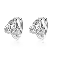 TOUPOP 925 Sterling Silver Celtic Knot Triangle Huggie Hoop Earrings Irish Gifts-style_name:1 - Celtic Trinity Knot Earrings