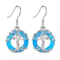 TOUPOP Sterling Silver Crystal Tree Of Life Family Dangle Earrings-style_name:0-Z-Turquoise
