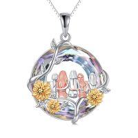 wholesale TOUPOP Sister Christmas Gifts From Sister Rose Flower Sisters Necklace Sterling Silver Crystal Jewelry Birthday Gifts For Women Best Friend Friendship -color_name:Sunflower-5 Sister-Purple Crystal