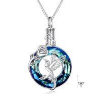 wholesale TOUPOP Urn Necklace For Ashes Butterfly/hummingbird Cremation Jewelry 925 Sterling Silver Crystal Memorial Ashes Necklace For Women -style_name:hummingbird