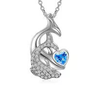 TOUPOP Sterling Silver Crystal Cute Animal Necklace Women Christmas Birthday Gifts-color_name:Dolphin