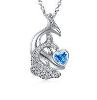 wholesale TOUPOP Cute Animal Necklace S925 Sterling Silver Crystal Animal Jewelry For Women Christmas Birthday Gifts -color_name:Dolphin
