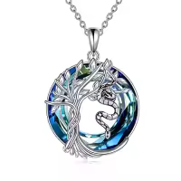 TOUPOP Sterling Silver Crystal Abalone Shell Animal Pendant Necklace-style_name:1-Crystal-Snake