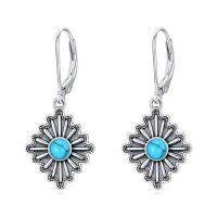 wholesale Turquoise Dangle Earrings For Women 925 Sterling Silver Western Teardrop Bohemian Drop Earrings Christmas Gift For Women -style_name:Rhombus