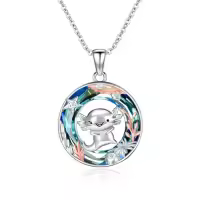 TOUPOP Sterling Silver Crystal Dragonfly Butterfly Necklace Gift for Women-style_name:B - Cute Axolotl