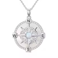 TOUPOP Sterling Silver Compass Urn Necklace For Women-style_name:G3-mother of pearl