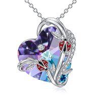 wholesale TOUPOP Heart Crystal Necklace For Women Sterling Silver Butterfly Dragonfly Bee Ladybug Spider Glowworm Jewelry Gifts For Birthday Anniversary -style_name:D-Ladybug