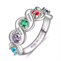 TOUPOP Sterling Silver Simulated Birthstones Personalized Mother Rings-color_name:K-5 Stone Mothers Ring
