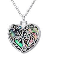 wholesale TOUPOP Cremation Jewelry For Ashes Locket Ashes Necklace Urn Necklace For Women Sterling Silver Cremation Necklace For Ashes Fine Keepsake Picture Necklace Memorial Jewelry -style_name:F01-Tree of Life Urn Necklace(Abalone)