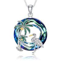 wholesale TOUPOP Ocean Jewelry Sterling Silver Blue Crystal Pendant Beach Wave Palm Tree Necklace For Women Anniversary Birthday Gifts For Her -style_name:1-Crane