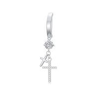 wholesale 925 Sterling Silver 5A Zircon Cross Belly Button Ring - Hypoallergenic Gothic Navel Piercing Jewelry for Women-Cross