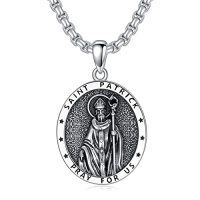 wholesale Patron Saint Necklace S925 Sterling Silver Four Way Cross Necklace St Michael/st Christopher/st Benedict/st Joseph/st Francis Pendant, Religious Protection Necklace For Men Women Birthday Father's Day Anniversary -style_name:1-St Patrick