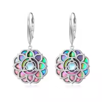 TOUPOP 925 Sterling Silver Lotus Cherry Blossoms Sunflower Snowflake Daisy Rose Earrings Floral Jewelry-style_name:3-Lotus-D