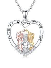 wholesale TOUPOP Sister Christmas Gifts From Sister/brother 925 Sterling Silver Sibling Sisters Neckalce Always My Sisters Forever My Friend Jewelry Birthday Anniversary Graduation Gift -style_name:11-Three Sisters
