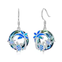 TOUPOP Sterling Silver Crystal Turtle Dangle Earrings Christmas Gifts For Women-style_name:Sea Turtle-Two